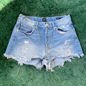 Edwin Size 28 Cai Shorts 4" Inseam Distressed Denim Cut-off in Cool